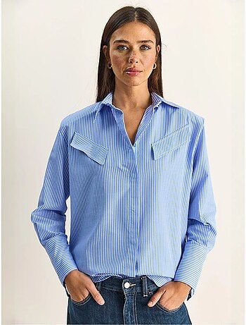 Camicia in popeline di cotone-poliestere a righe lucci