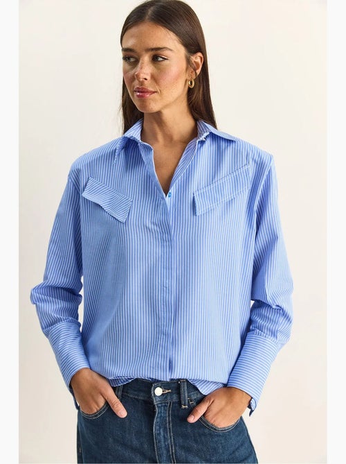 Camicia in popeline di cotone-poliestere a righe lucci - Kiabi Camicia in popeline di cotone-poliestere a righe lucci - Kiabi