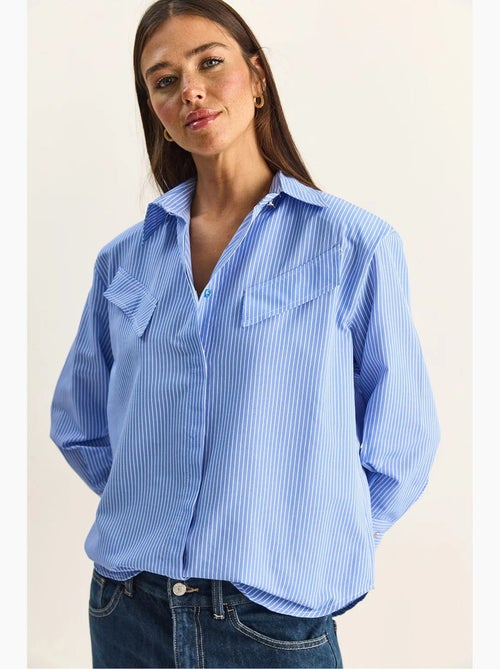 Camicia in popeline di cotone-poliestere a righe lucci - Kiabi Camicia in popeline di cotone-poliestere a righe lucci - Kiabi