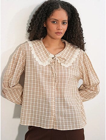 Camicia in popeline di viscosa a quadri da donna bdart