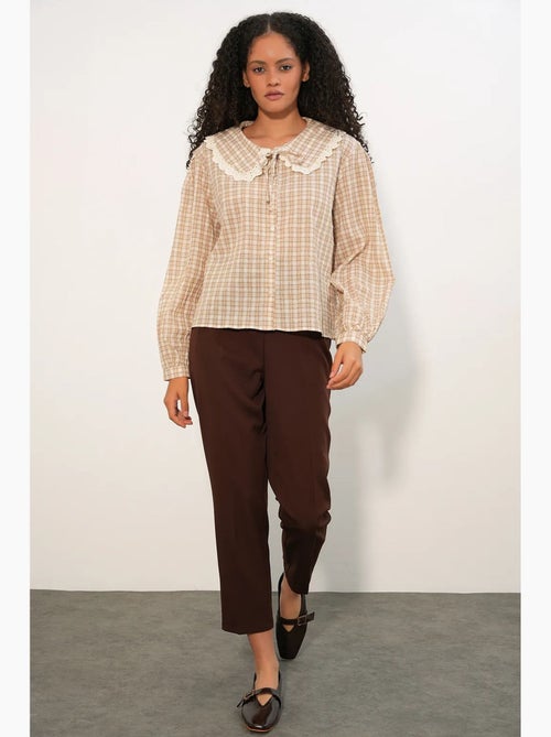 Camicia in popeline di viscosa a quadri da donna bdart - Kiabi Camicia in popeline di viscosa a quadri da donna bdart - Kiabi
