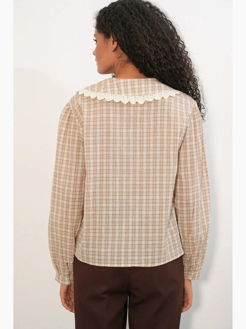 Camicia in popeline di viscosa a quadri da donna bdart - Kiabi Camicia in popeline di viscosa a quadri da donna bdart - Kiabi