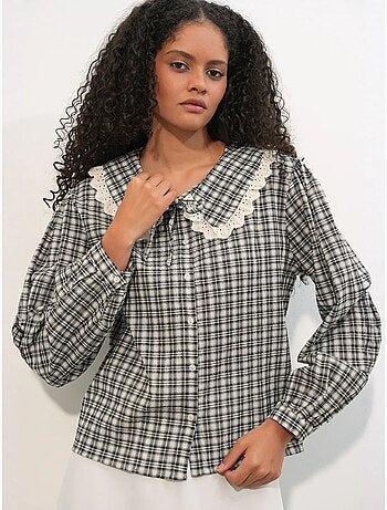 Camicia in popeline di viscosa a quadri da donna bdart