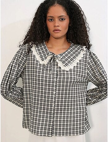 Camicia in popeline di viscosa a quadri da donna bdart