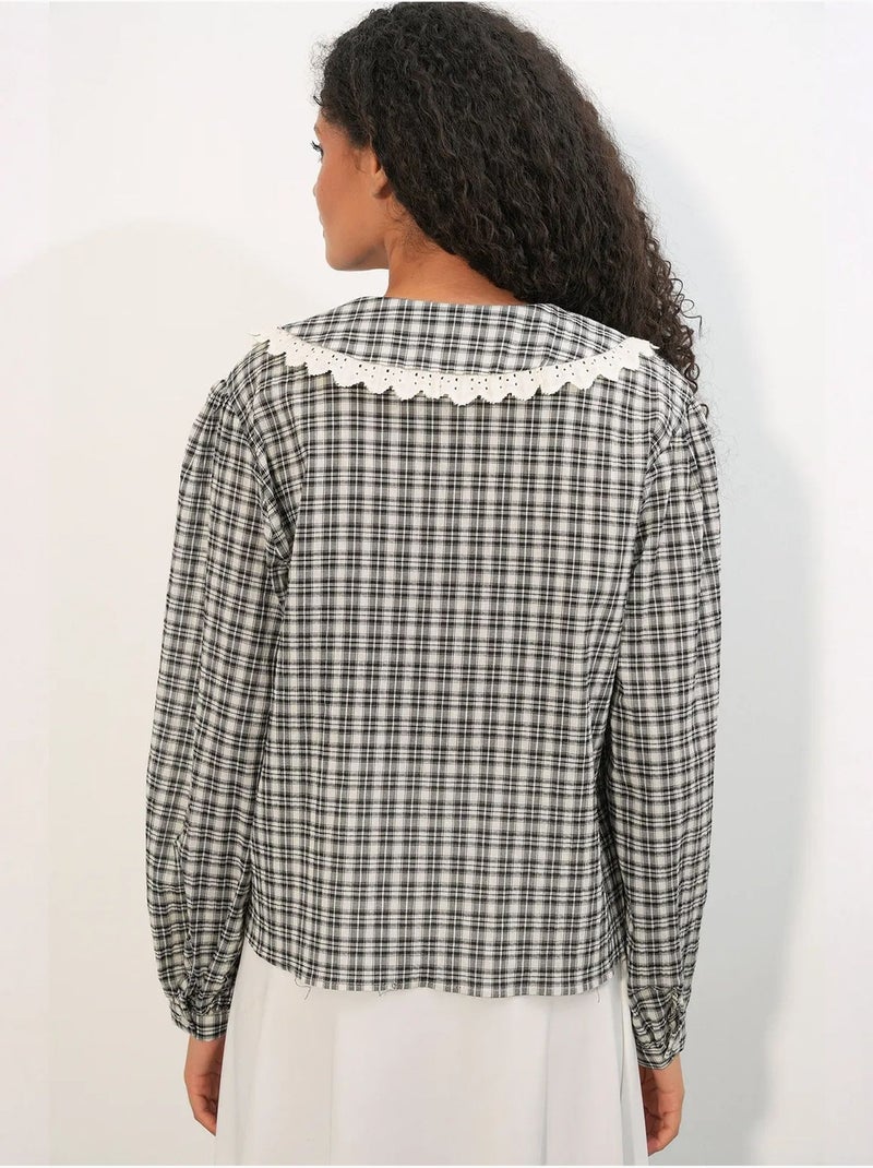 Camicia in popeline di viscosa a quadri da donna bdart Bianco sporco - Kiabi