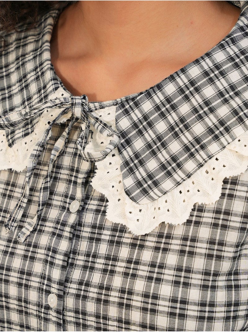 Camicia in popeline di viscosa a quadri da donna bdart Bianco sporco - Kiabi