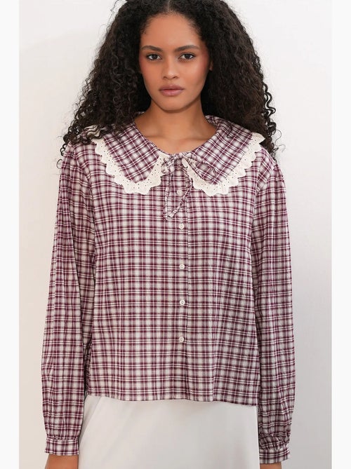 Camicia in popeline di viscosa a quadri da donna bdart - Kiabi Camicia in popeline di viscosa a quadri da donna bdart - Kiabi