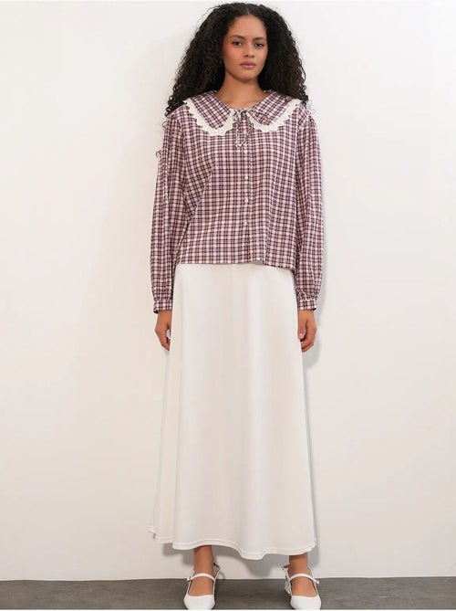 Camicia in popeline di viscosa a quadri da donna bdart - Kiabi Camicia in popeline di viscosa a quadri da donna bdart - Kiabi