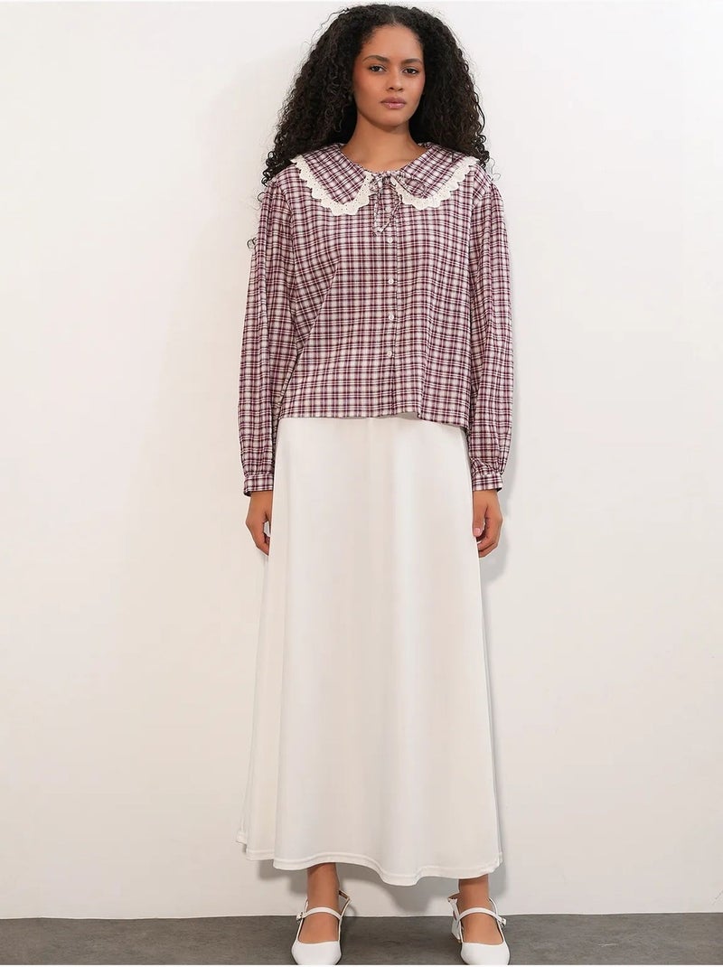 Camicia in popeline di viscosa a quadri da donna bdart Rosso bordeaux - Kiabi