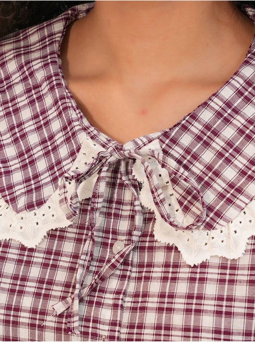 Camicia in popeline di viscosa a quadri da donna bdart - Kiabi Camicia in popeline di viscosa a quadri da donna bdart - Kiabi
