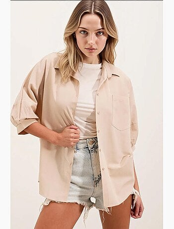 Camicia in popeline loose fit con taschino bdart
