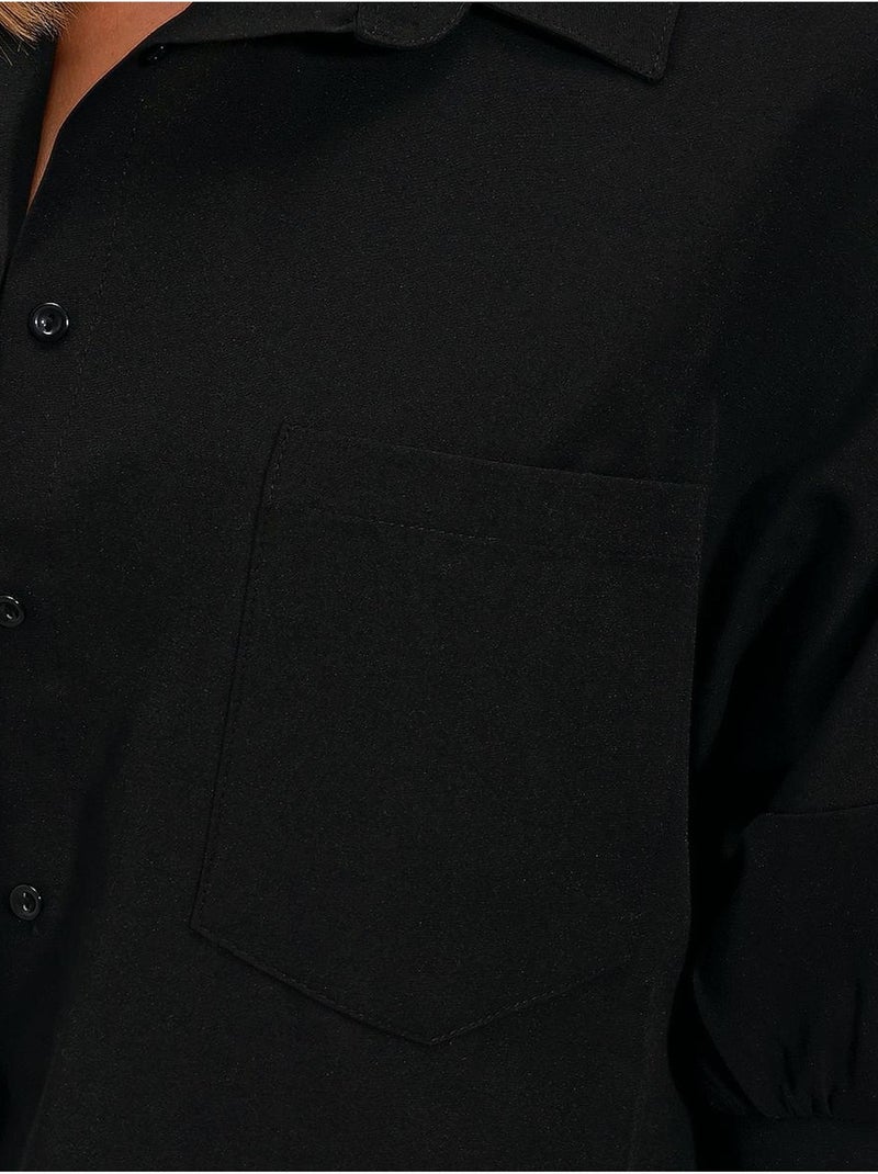 Camicia in popeline loose fit con taschino bdart Nero - Kiabi