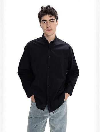 Camicia in popeline regular fit a maniche lunghe con chiusura a bottoni giesto