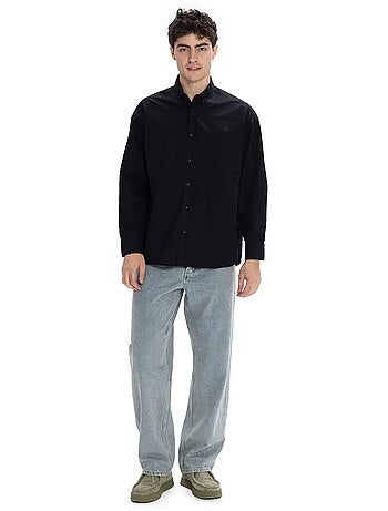 Camicia in popeline regular fit a maniche lunghe con chiusura a bottoni giesto