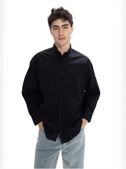 Camicia in popeline regular fit a maniche lunghe con chiusura a bottoni giesto - Kiabi Camicia in popeline regular fit a maniche lunghe con chiusura a bottoni giesto - Kiabi