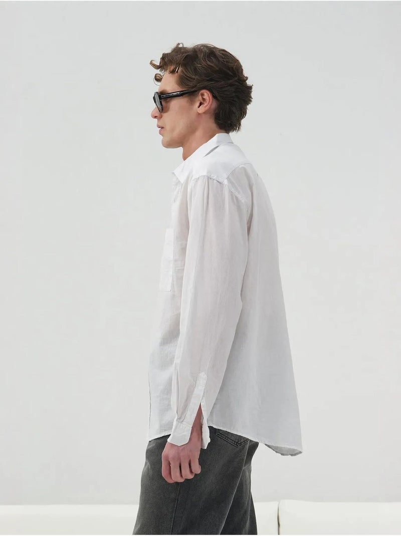 Camicia in popeline regular fit con bottoni giesto Bianco - Kiabi