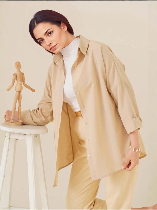 Camicia in popeline relaxed fit con chiusura a bottoni bdart - Kiabi Camicia in popeline relaxed fit con chiusura a bottoni bdart - Kiabi