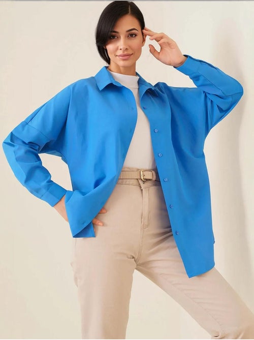 Camicia in popeline relaxed fit con chiusura a bottoni bdart - Kiabi Camicia in popeline relaxed fit con chiusura a bottoni bdart - Kiabi