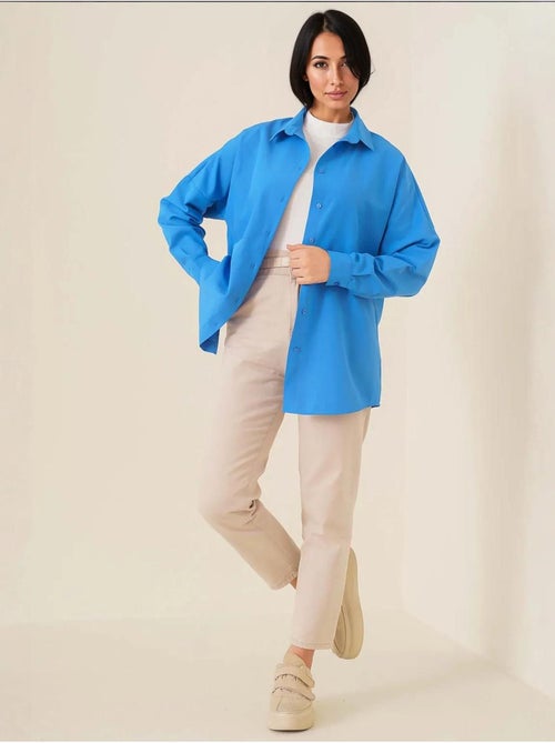 Camicia in popeline relaxed fit con chiusura a bottoni bdart - Kiabi Camicia in popeline relaxed fit con chiusura a bottoni bdart - Kiabi