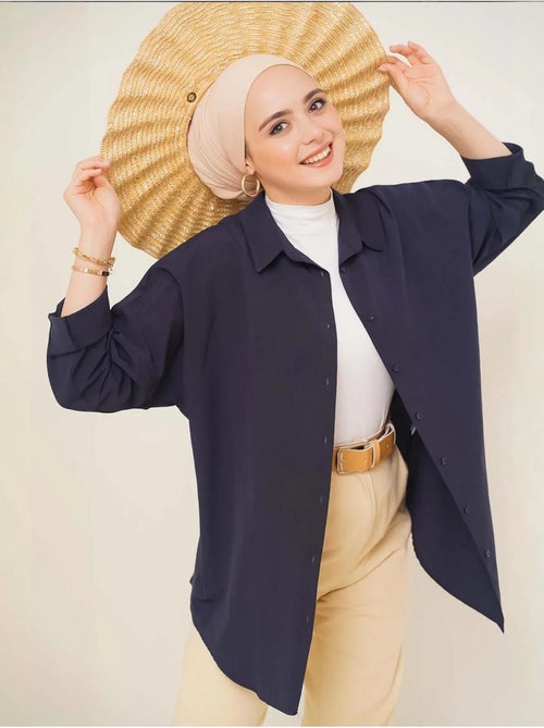 Camicia in popeline relaxed fit con chiusura a bottoni bdart - Kiabi Camicia in popeline relaxed fit con chiusura a bottoni bdart - Kiabi