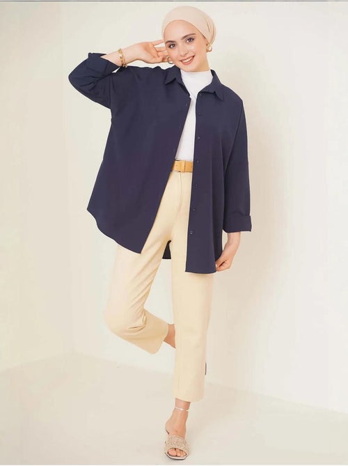 Camicia in popeline relaxed fit con chiusura a bottoni bdart - Kiabi Camicia in popeline relaxed fit con chiusura a bottoni bdart - Kiabi