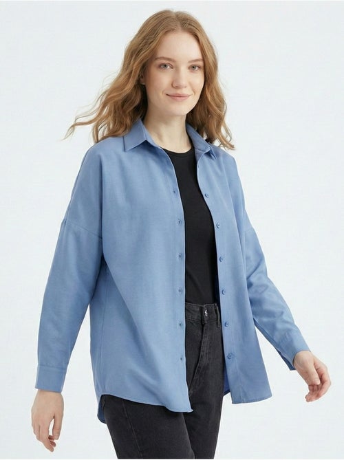Camicia in popeline relaxed fit con chiusura a bottoni bdart - Kiabi Camicia in popeline relaxed fit con chiusura a bottoni bdart - Kiabi