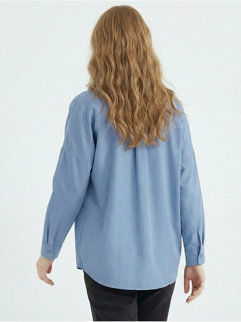 Camicia in popeline relaxed fit con chiusura a bottoni bdart Blu zaffiro - Kiabi