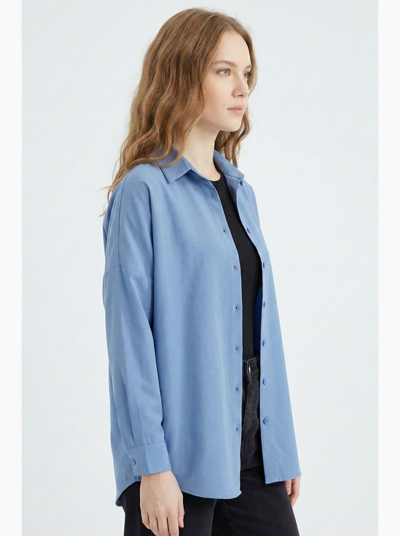 Camicia in popeline relaxed fit con chiusura a bottoni bdart Blu zaffiro - Kiabi