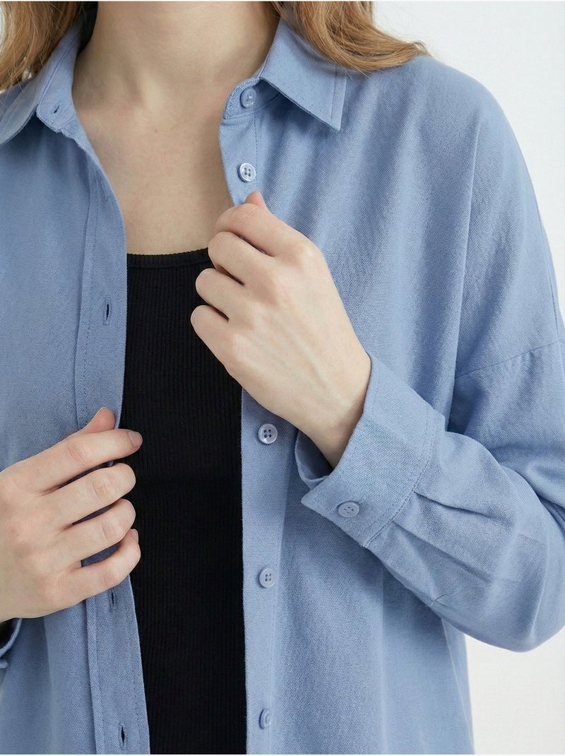 Camicia in popeline relaxed fit con chiusura a bottoni bdart Blu zaffiro - Kiabi