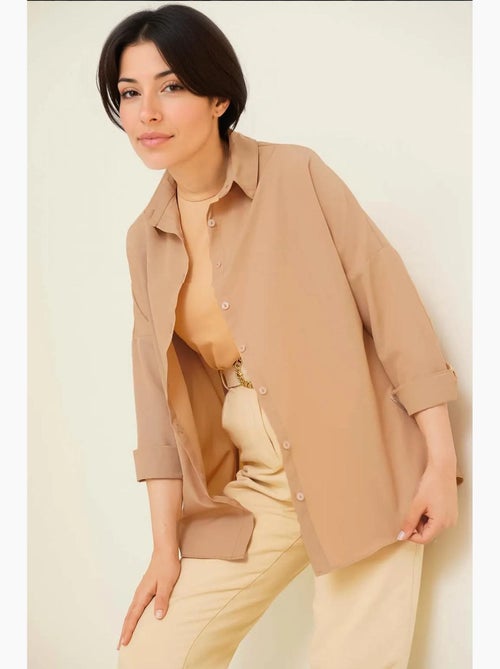 Camicia in popeline relaxed fit con chiusura a bottoni bdart - Kiabi Camicia in popeline relaxed fit con chiusura a bottoni bdart - Kiabi