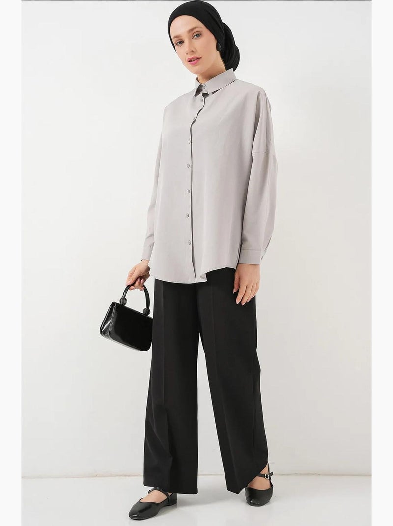 Camicia in popeline relaxed fit con chiusura a bottoni bdart Grigio chiaro - Kiabi