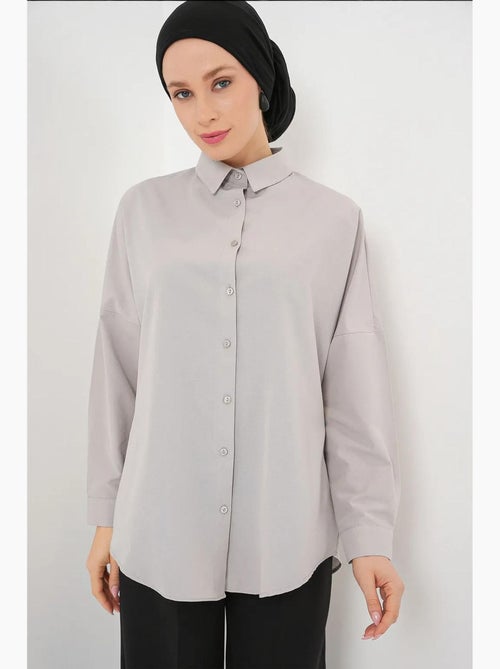 Camicia in popeline relaxed fit con chiusura a bottoni bdart - Kiabi Camicia in popeline relaxed fit con chiusura a bottoni bdart - Kiabi