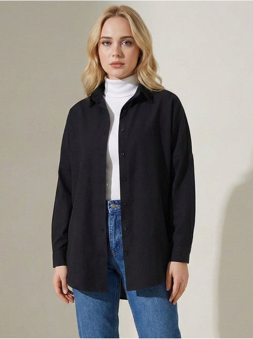 Camicia in popeline relaxed fit con chiusura a bottoni bdart - Kiabi Camicia in popeline relaxed fit con chiusura a bottoni bdart - Kiabi