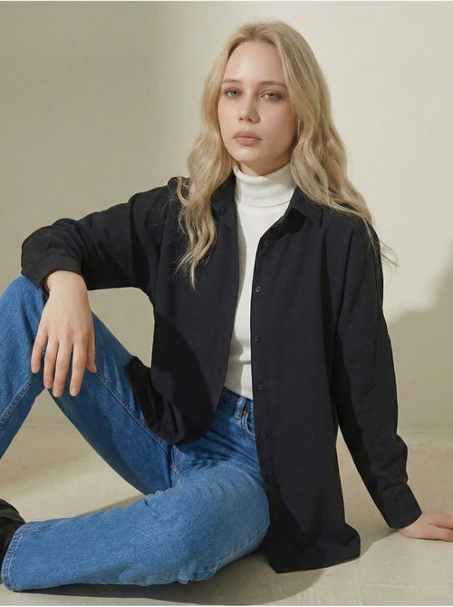 Camicia in popeline relaxed fit con chiusura a bottoni bdart - Kiabi Camicia in popeline relaxed fit con chiusura a bottoni bdart - Kiabi
