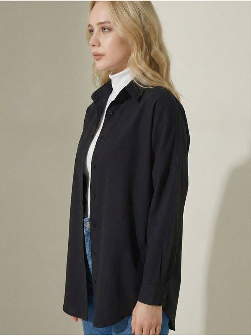Camicia in popeline relaxed fit con chiusura a bottoni bdart - Kiabi Camicia in popeline relaxed fit con chiusura a bottoni bdart - Kiabi