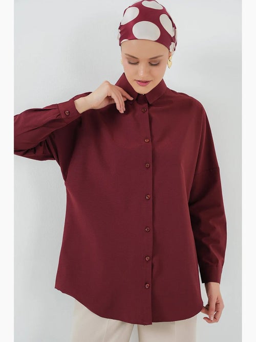 Camicia in popeline relaxed fit con chiusura a bottoni bdart - Kiabi Camicia in popeline relaxed fit con chiusura a bottoni bdart - Kiabi
