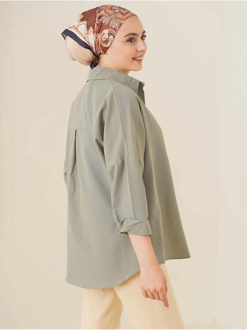 Camicia in popeline relaxed fit con chiusura a bottoni bdart Verde kaki - Kiabi