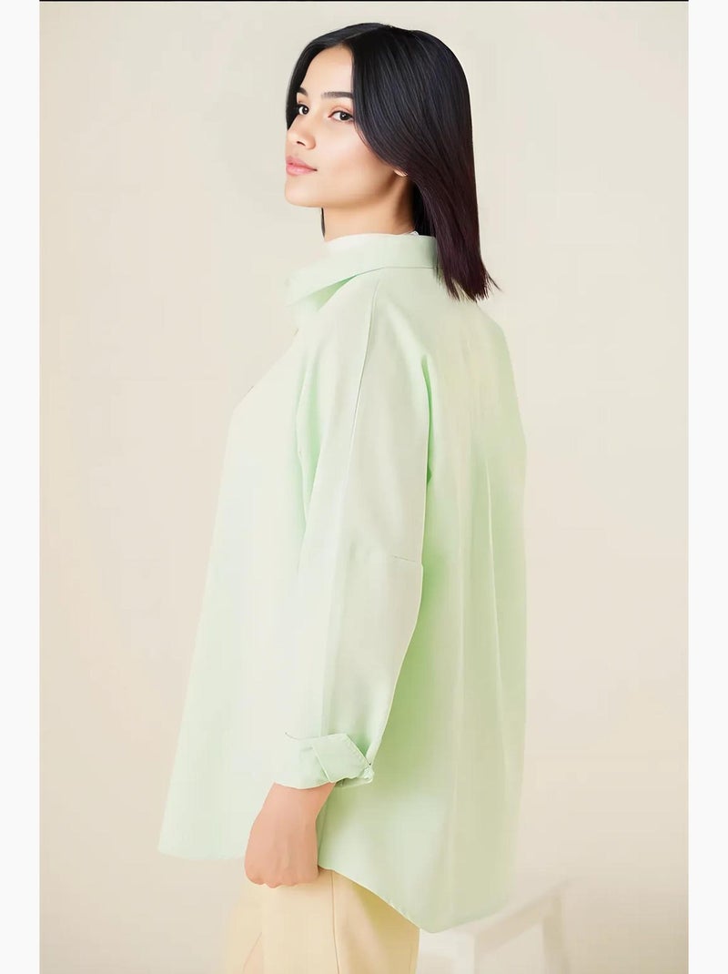 Camicia in popeline relaxed fit con chiusura a bottoni bdart Verde menta - Kiabi