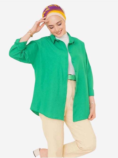 Camicia in popeline relaxed fit con chiusura a bottoni bdart - Kiabi Camicia in popeline relaxed fit con chiusura a bottoni bdart - Kiabi