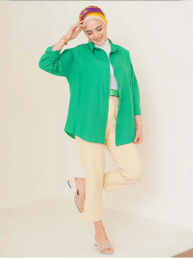 Camicia in popeline relaxed fit con chiusura a bottoni bdart Verde smeraldo - Kiabi
