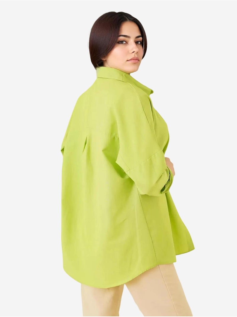 Camicia in popeline relaxed fit con chiusura a bottoni bdart Verde tiglio - Kiabi