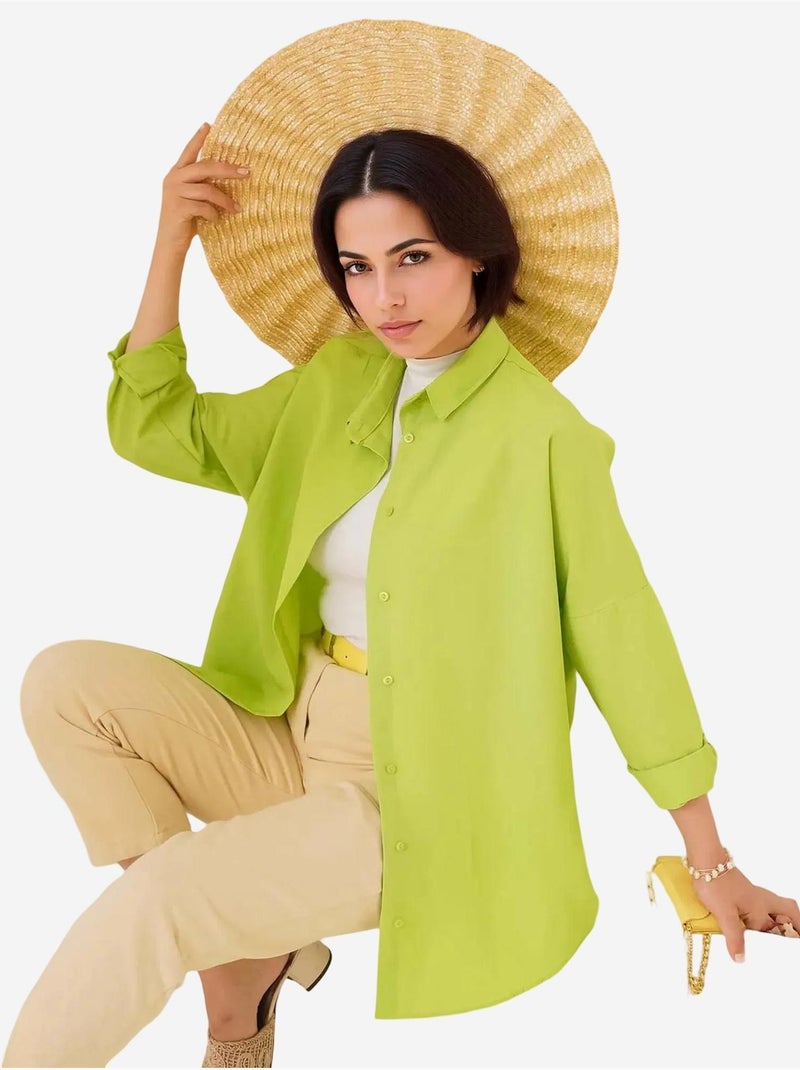 Camicia in popeline relaxed fit con chiusura a bottoni bdart Verde tiglio - Kiabi