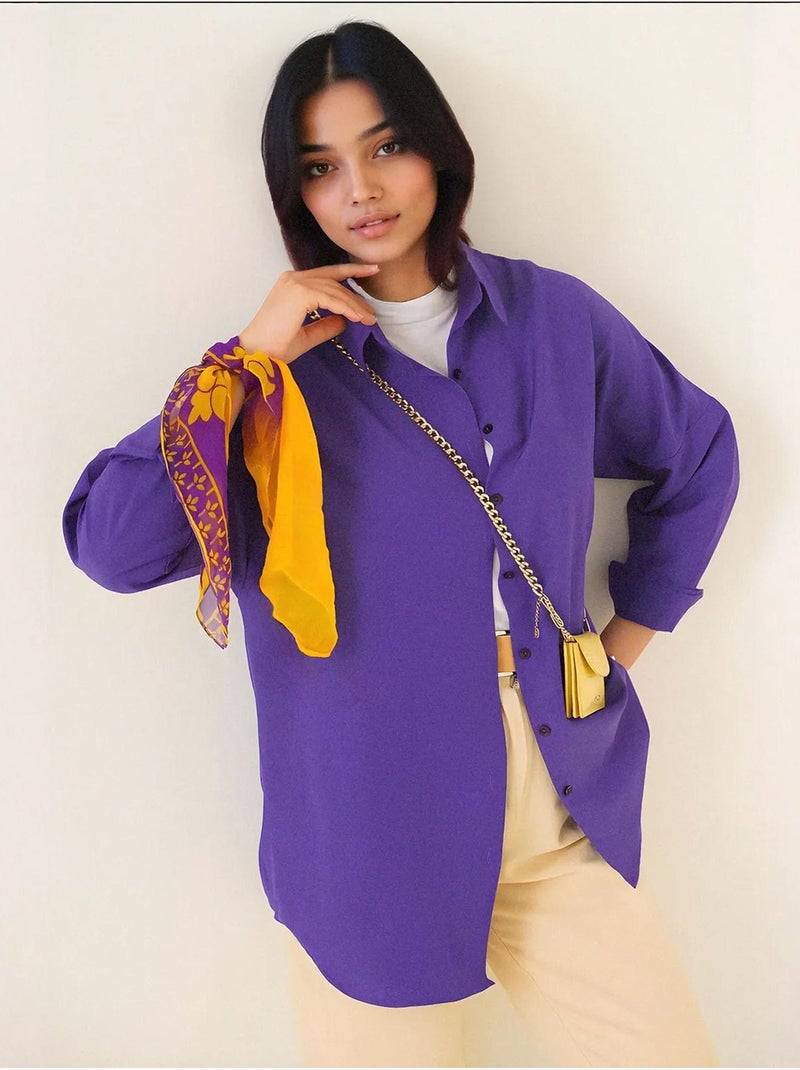 Camicia in popeline relaxed fit con chiusura a bottoni bdart Viola - Kiabi