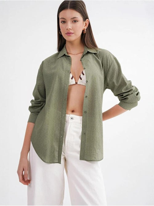 Camicia in popeline relaxed fit mixray - Kiabi Camicia in popeline relaxed fit mixray - Kiabi