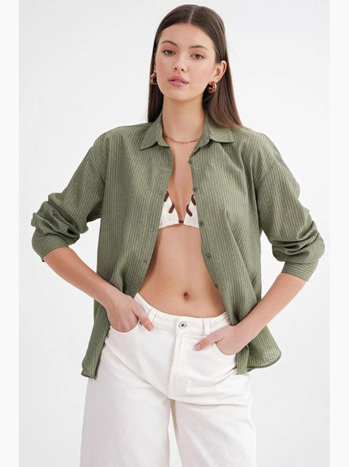 Camicia in popeline relaxed fit mixray - Kiabi Camicia in popeline relaxed fit mixray - Kiabi