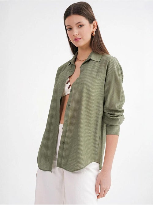 Camicia in popeline relaxed fit mixray - Kiabi Camicia in popeline relaxed fit mixray - Kiabi