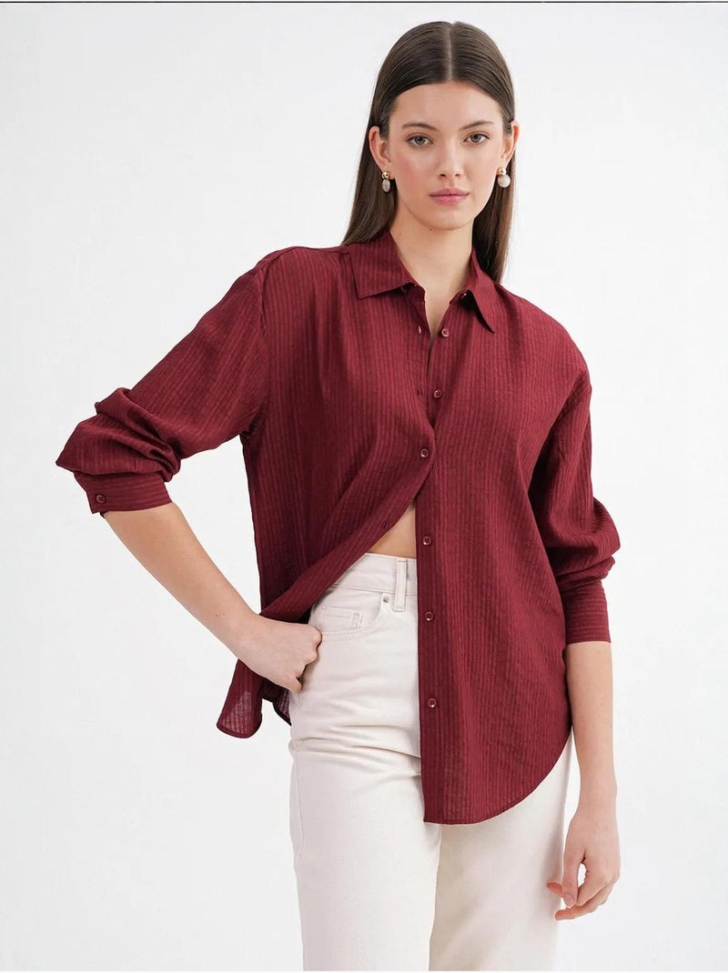 Camicia in popeline relaxed fit mixray Rosso bordeaux - Kiabi