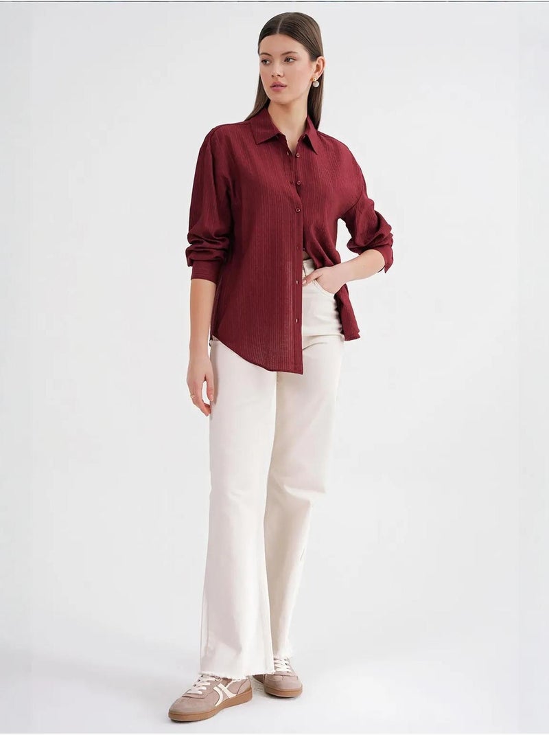 Camicia in popeline relaxed fit mixray Rosso bordeaux - Kiabi