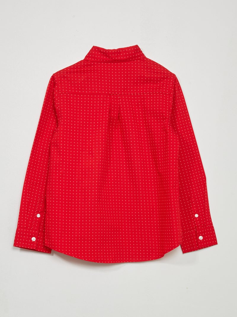 Camicia Bambino Noorsk - Rosso, Cotone, Ricami Edelweiss, Bottoni In Corno Effetto, Taglia 68 - Foto 7
