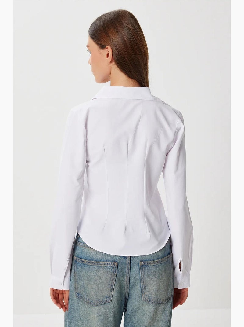 Camicia in popeline slim fit a maniche lunghe con bottoni istanbul Bianco - Kiabi